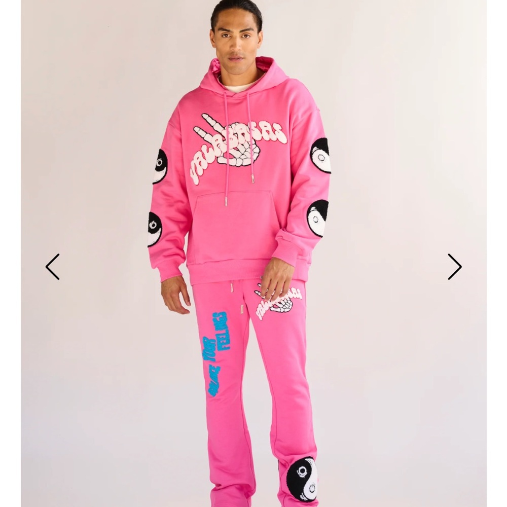 Pink Graphic Hoodie and Sweatpants Set